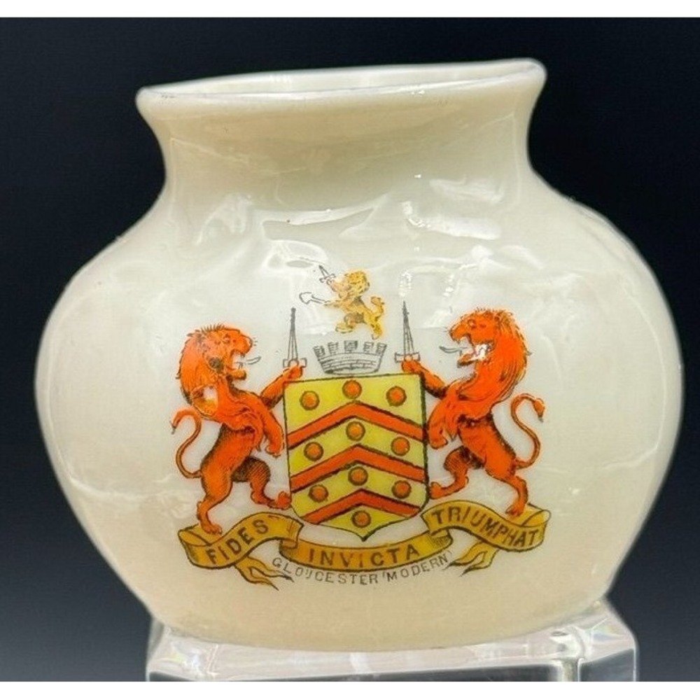 Vintage Vase Tooth Pick Holder Royal Grafton England Miniature Coat of Arms 2"